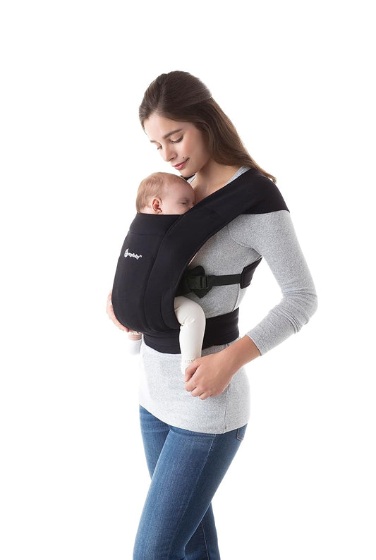 Embrace Cozy Newborn Baby Wrap Carrier (7-25 Pounds), Ponte Knit, Pure Black